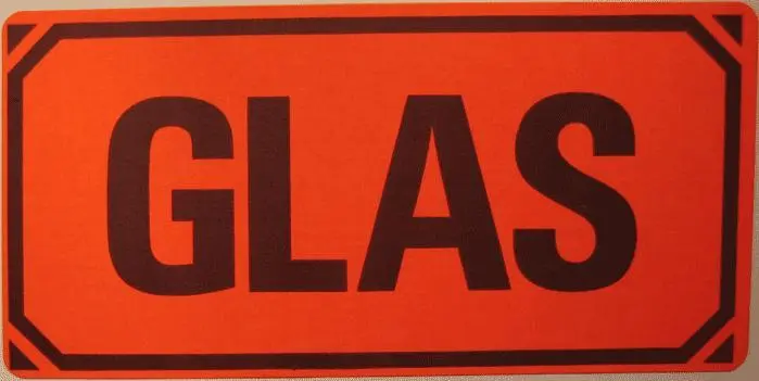 100 st GLAS-etiketter (emballageetiketter/varningsetiketter/symboletiketter)