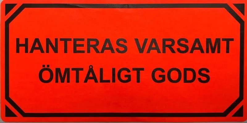 100 st "Hanteras varsamt/Ömtåligt gods"-etiketter (emballageetiketter/varningsetiketter/symboletiketter)