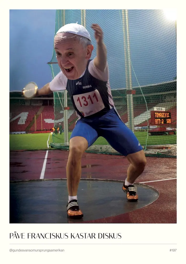#197 - Påve Franciscus kastar diskus - A3 Poster