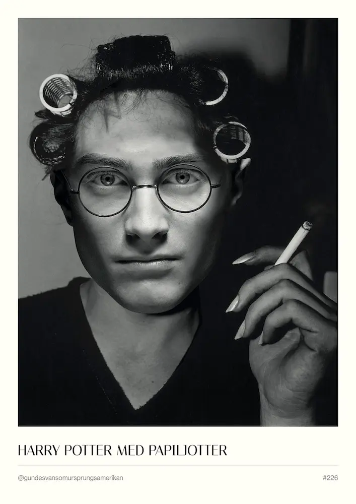 #226 - Harry Potter med papiljotter - A3 poster