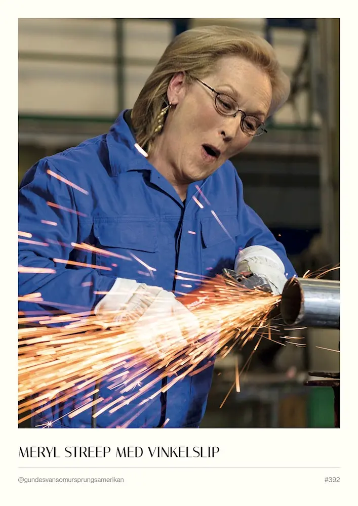 #392 - Meryl Streep med vinkelslip - A3 Poster