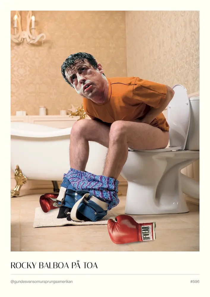 #596 - Rocky Balboa på toa - A3 Poster