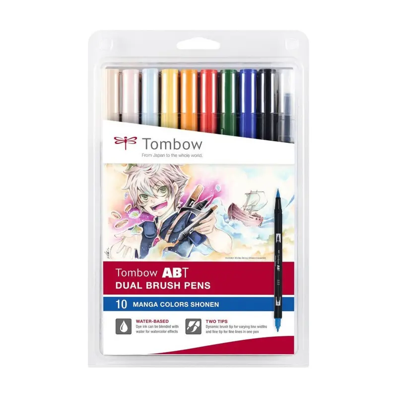 ABT Dual Brush pen 10-pack - Manga colors shonen