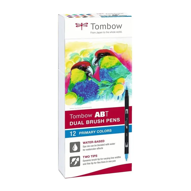 ABT Dual Brush pen 12-pack - Primary colors
