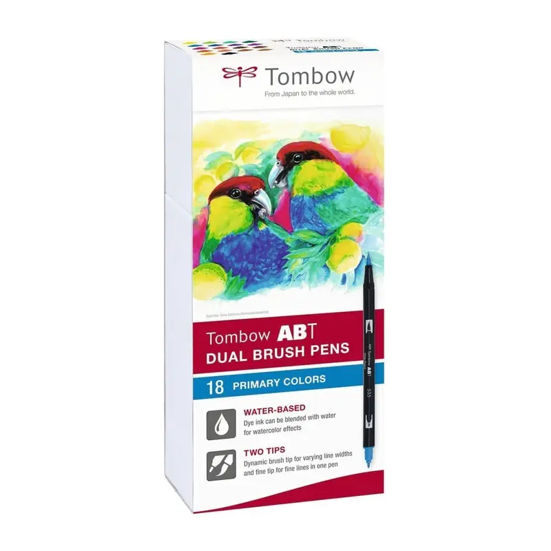 ABT Dual brush pen 18-pack - Primary colors