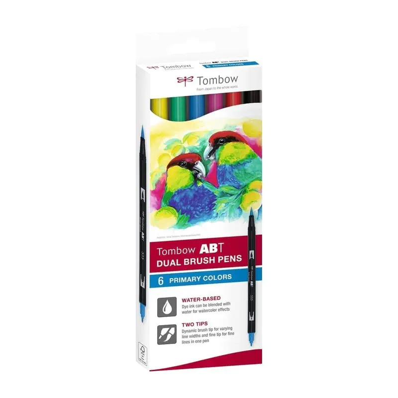 ABT Dual Brush pen 6-pack - Primary colors