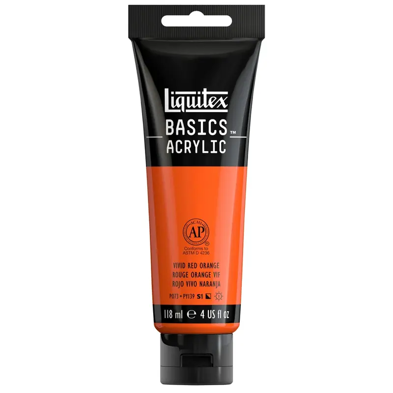 Akrylfärg Liquitex Basics 118ml - Vivid Red Orange 620