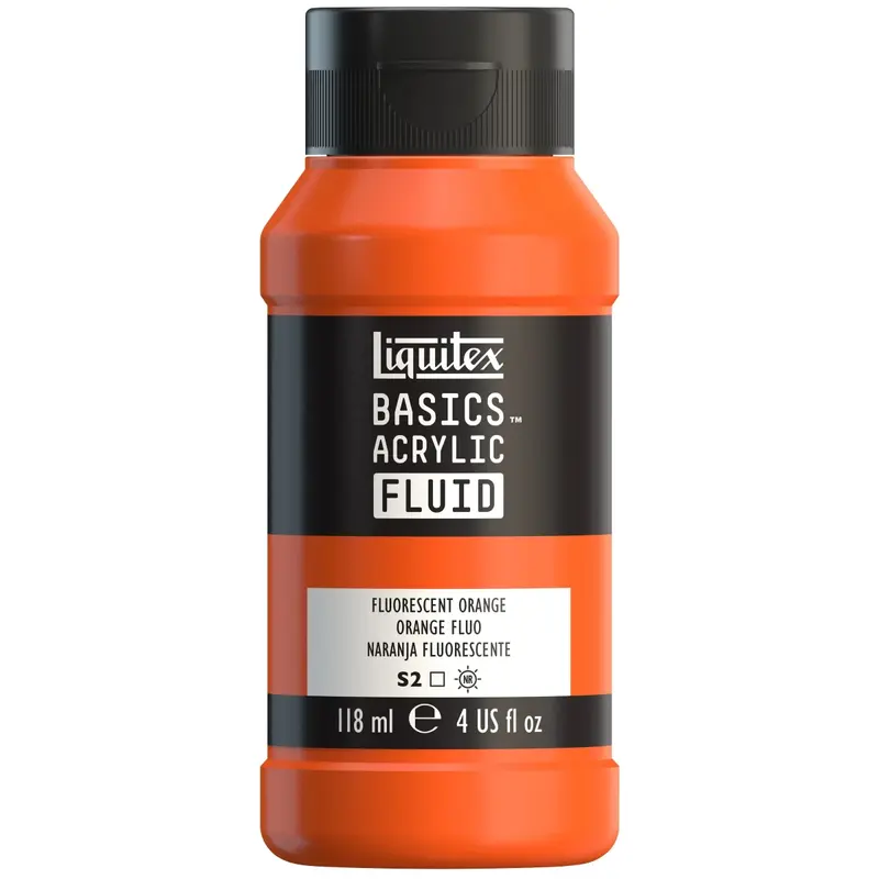 Akrylfärg Liquitex Basics Fluid 118ml - Fluorescent Orange 982