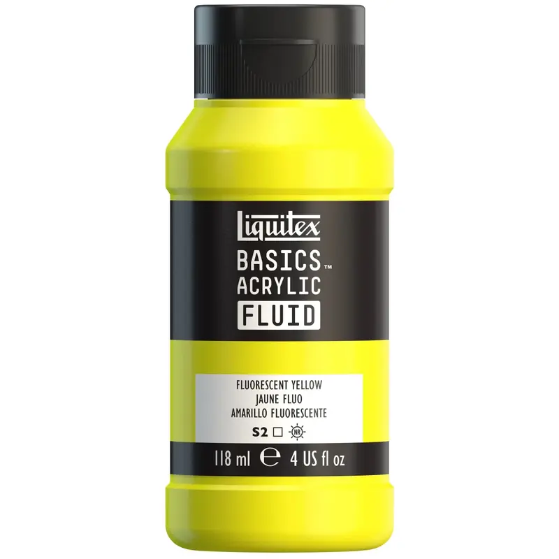 Akrylfärg Liquitex Basics Fluid 118ml - Fluorescent Yellow 981