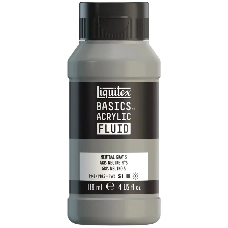 Akrylfärg Liquitex Basics Fluid 118ml - Neutral Gray 5 599