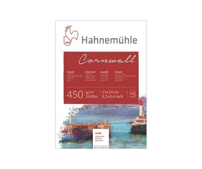 Akvarellblock - Hahnemühle Cornwall Cold Pressed 450 gsm 17x24