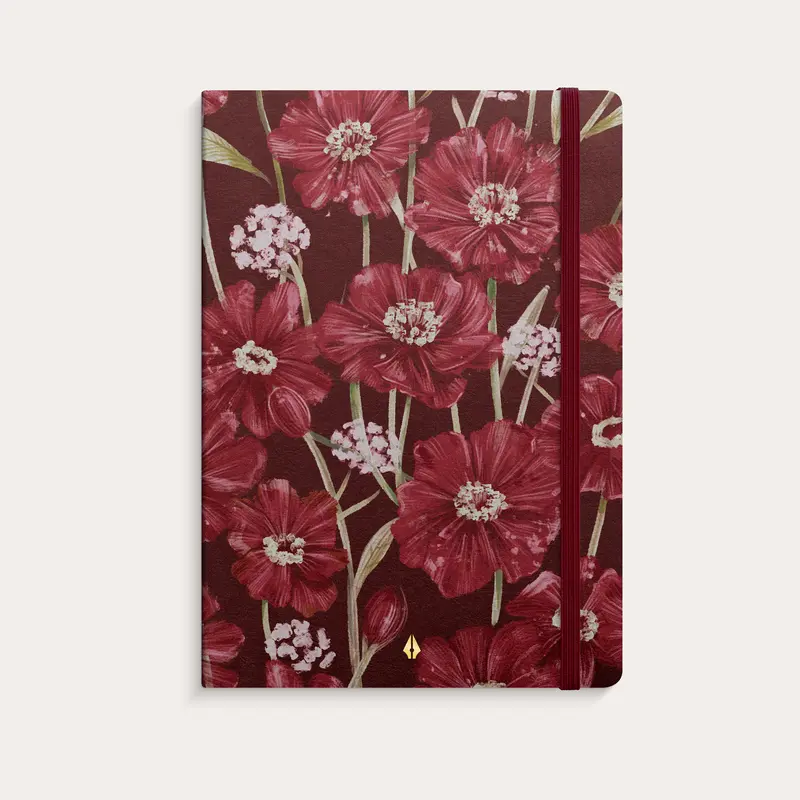 Anteckningsbok A5 Deluxe Burgundy Flower
