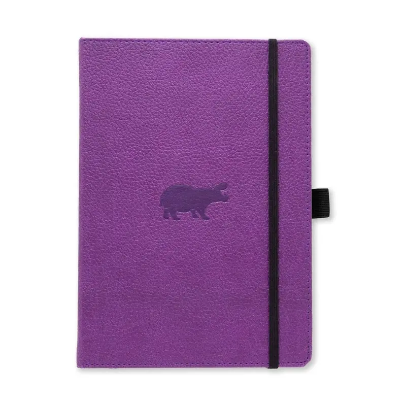 Anteckningsbok Wildlife Dotted A5 Purple Hippo