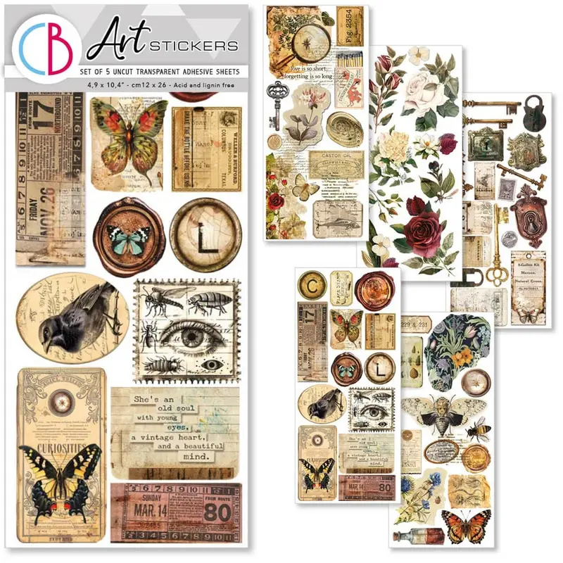Art stickers 5-pack - Cabinet of Curiosities