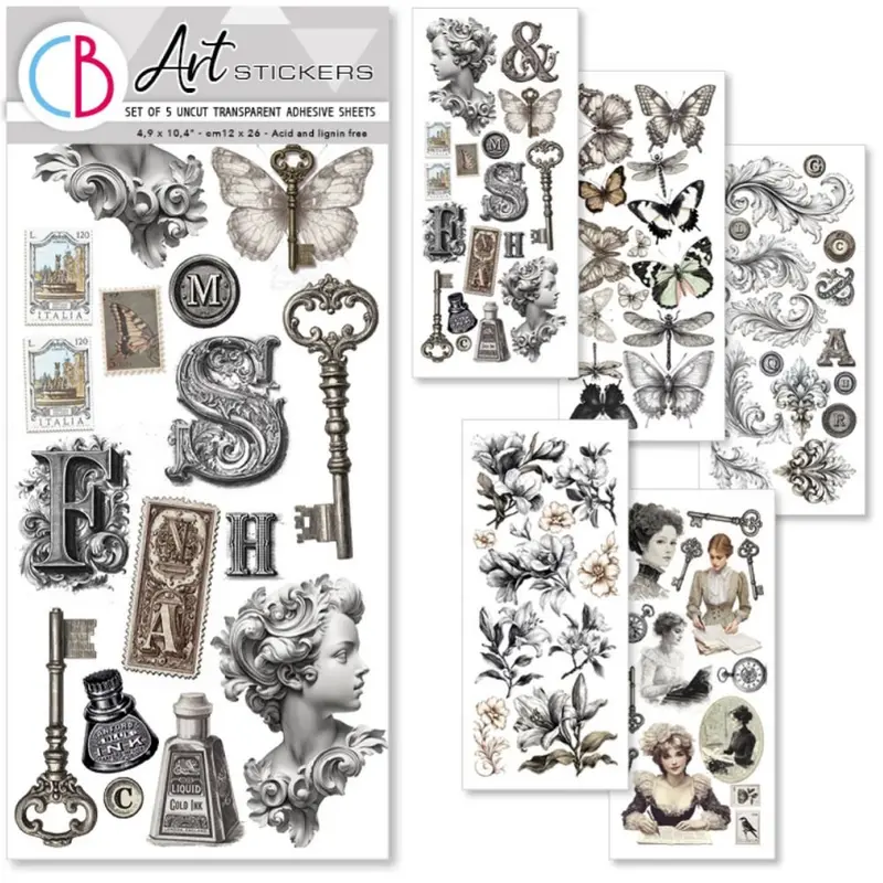 Art stickers 5-pack - Typographic