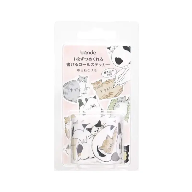 Bande Writable Sticker Roll - Fluffy Cat Memo