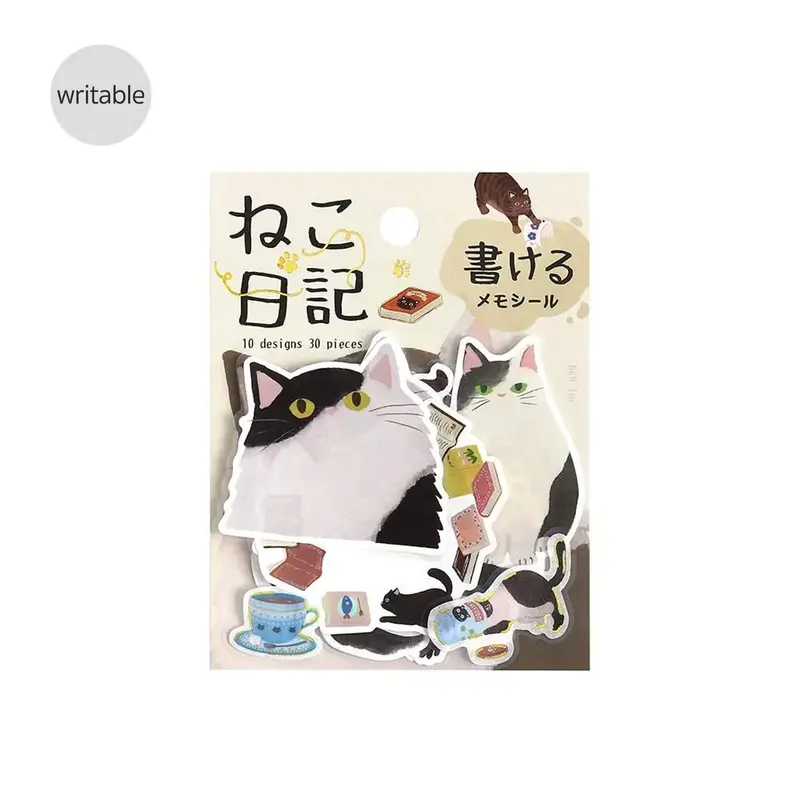 BGM Memo Sticker Cat Diary - Black