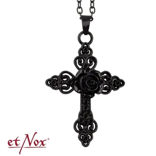 Black Rose Cross, hängsmycke med kedja, från etNox