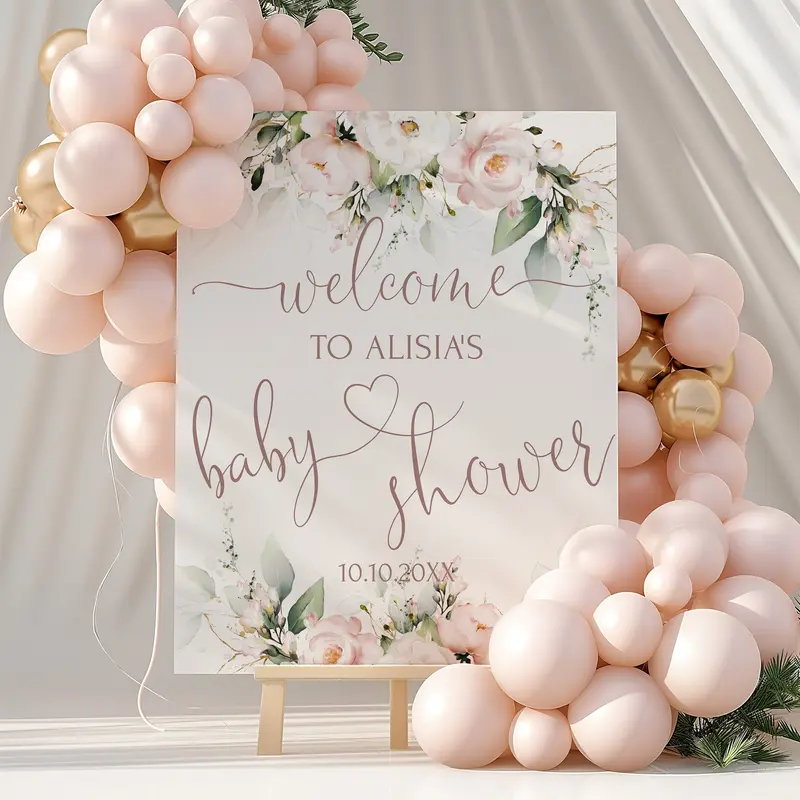 Blush Floral Baby Shower Welcome Sign | 6 sizes | DIY Baby Shower