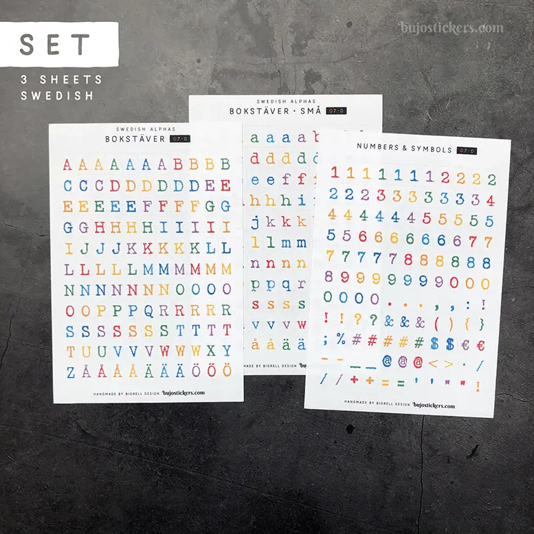 Bokstäver 07 D – Set of 3 • Swedish Alphas 🇸🇪