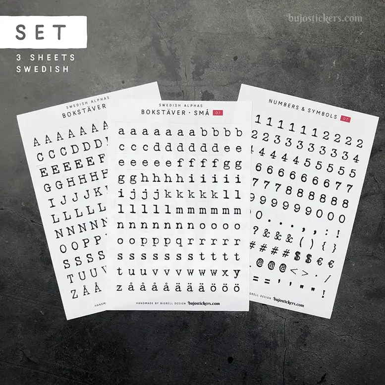 Bokstäver 07 – Set of 3 • Swedish Alphas 🇸🇪
