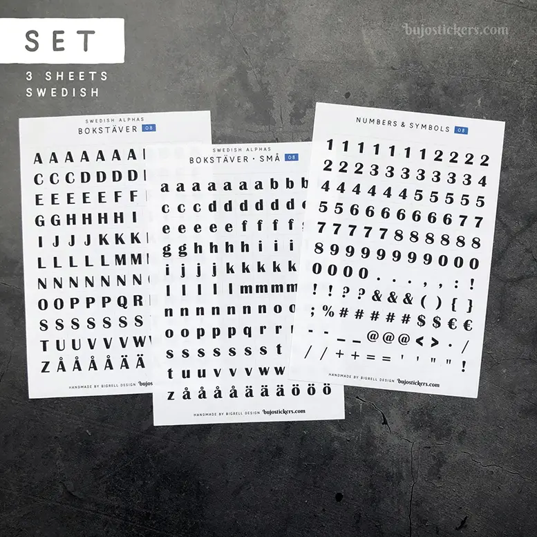 Bokstäver 08 – Set of 3 • Swedish Alphas 🇸🇪