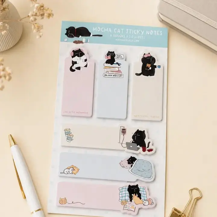 Bookmark Sticky Notes - Mocha cat - 6 designer