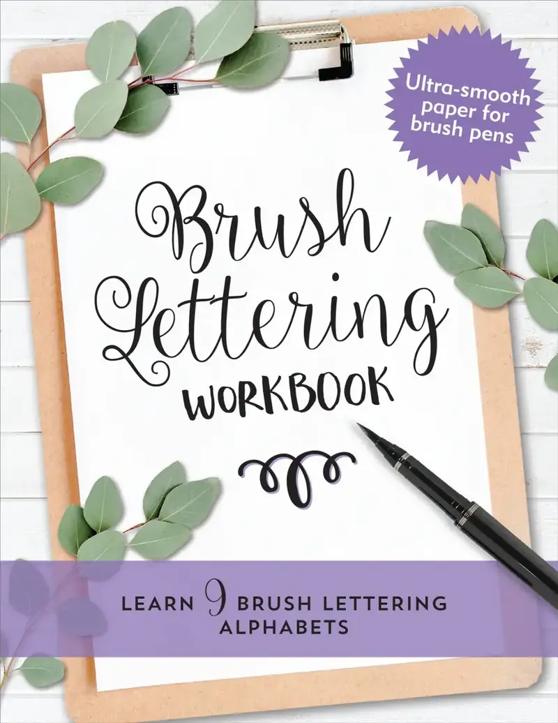 Brush Lettering Workbook - Learn 9 brush lettering alphabets