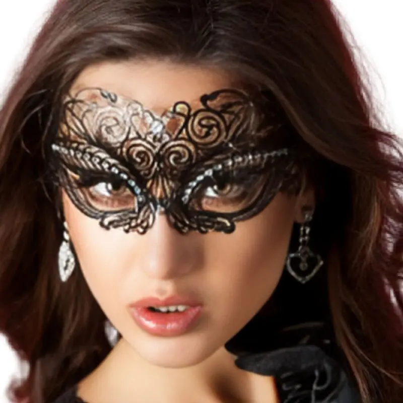 Chilirose Black Mask - Masquerade Style Mask i mässing