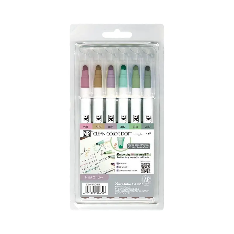 Clean color dot pen Single 6-pack - Mild Smoky