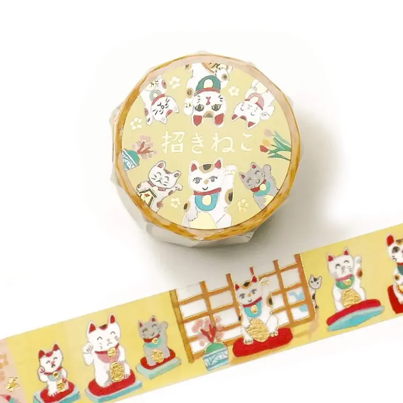 Cozyca Hyogensha Foil Washi Tape - Maneki Neko