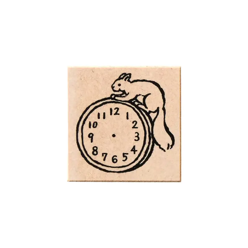 Cozyca Rubber Stamp - Clock and Squirrel