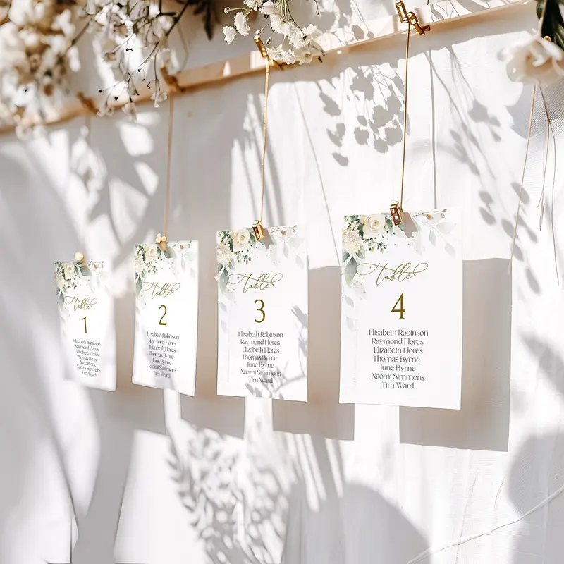 Creamy Wedding Seating Cards | Hanging Table Chart Printable