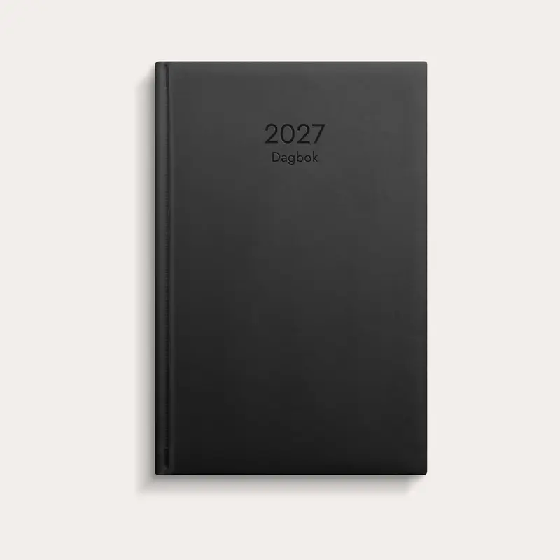 Dagbok 2027 svart konstläder