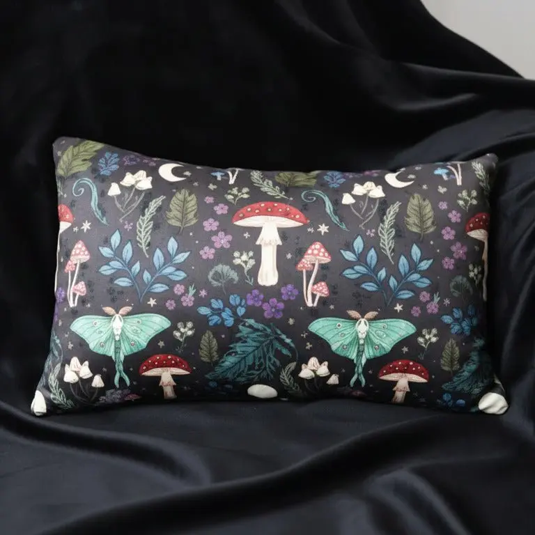 Dark Forest Mushroom & Moth Cushion