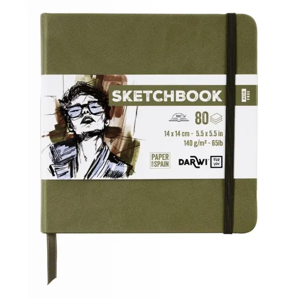 Darwi Skissblock, Khaki (14 x 14 cm)