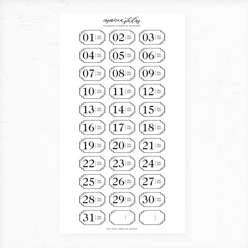 Date Labels - Horizontal - Planner Stickers