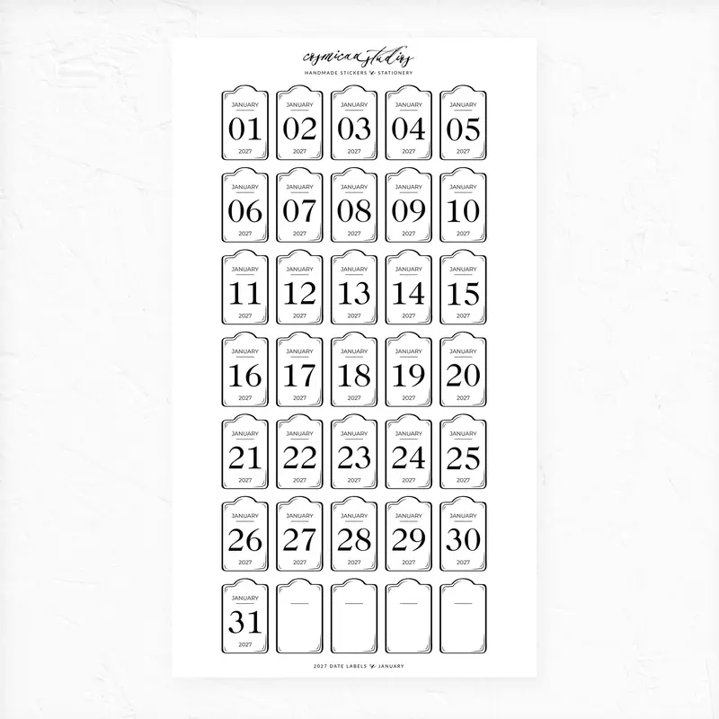 Date Labels - Vertical - Planner Stickers