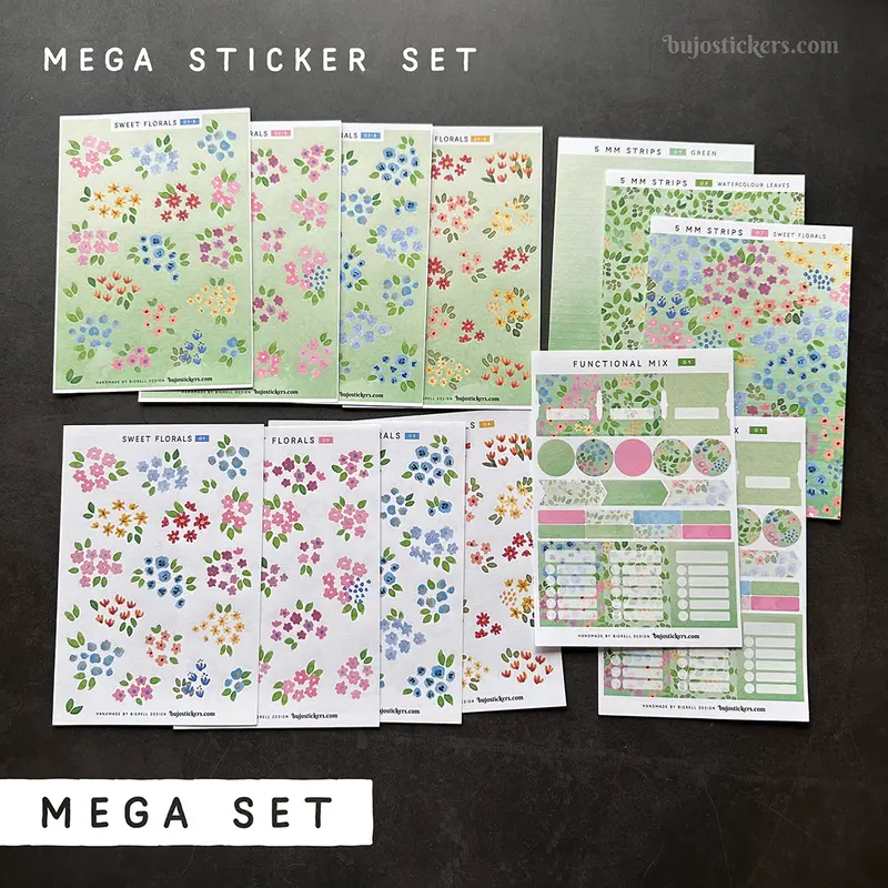 Decorative and functional MEGA sticker SET • Sweet florals