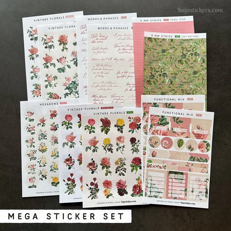 Decorative and functional MEGA sticker SET • Vintage Rose