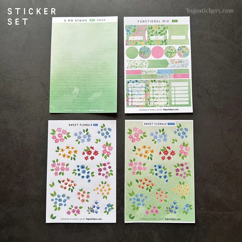 Decorative and functional sticker SET • Sweet florals