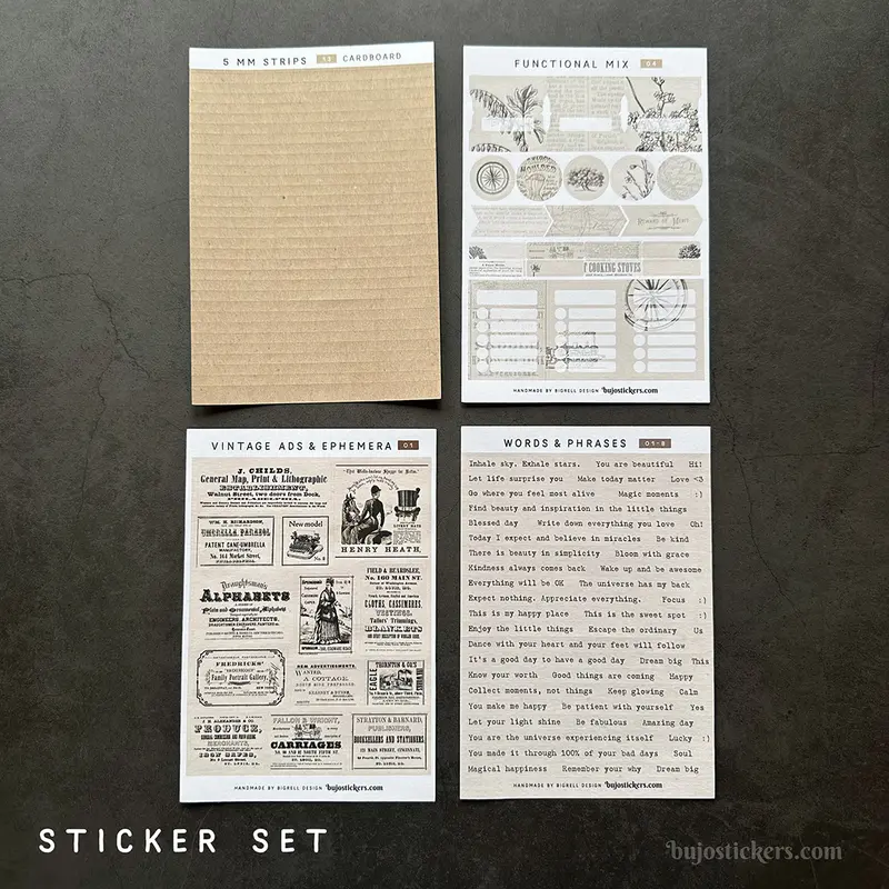 Decorative and functional sticker SET • Vintage ads & ephemera
