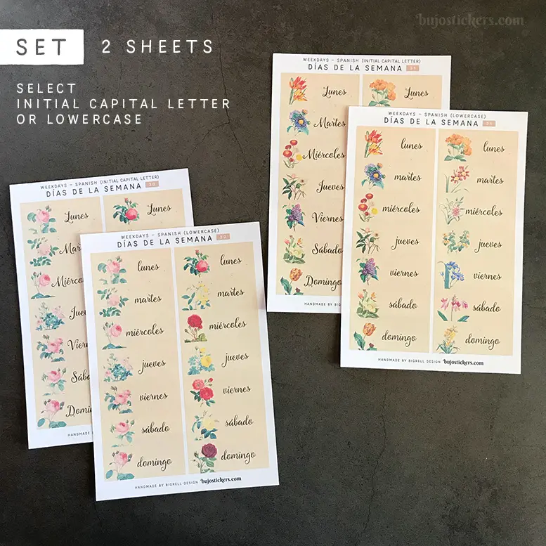Días de la semana SET • Weekdays in Spanish • 30+31