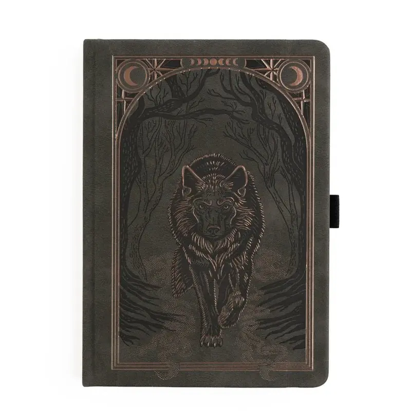 Dotted Notebook - Black dot grid - B6 - Wolf in the Night