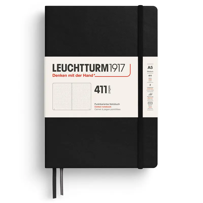 Dotted notebook Lt A5 Hård pärm 411 s - Black