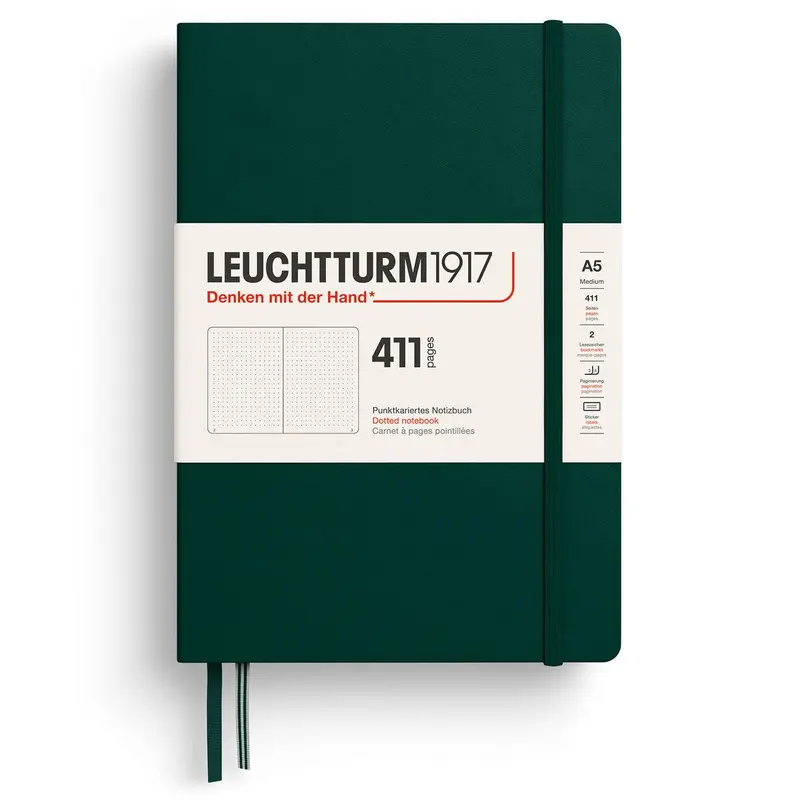 Dotted notebook Lt A5 Hård pärm 411 s - Forest Green