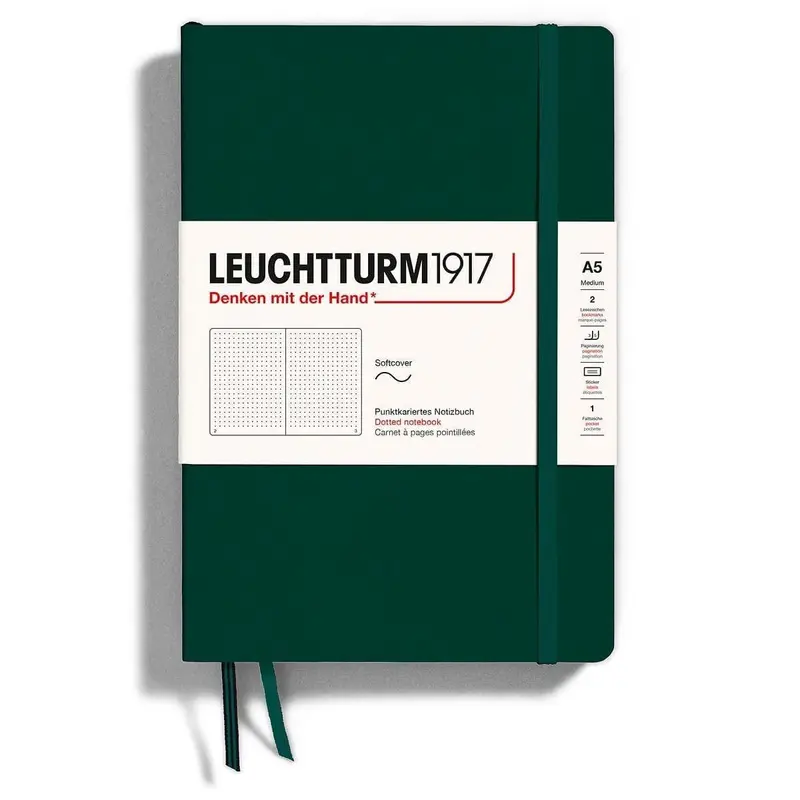 Dotted notebook Lt A5 Mjuk pärm Forest Green
