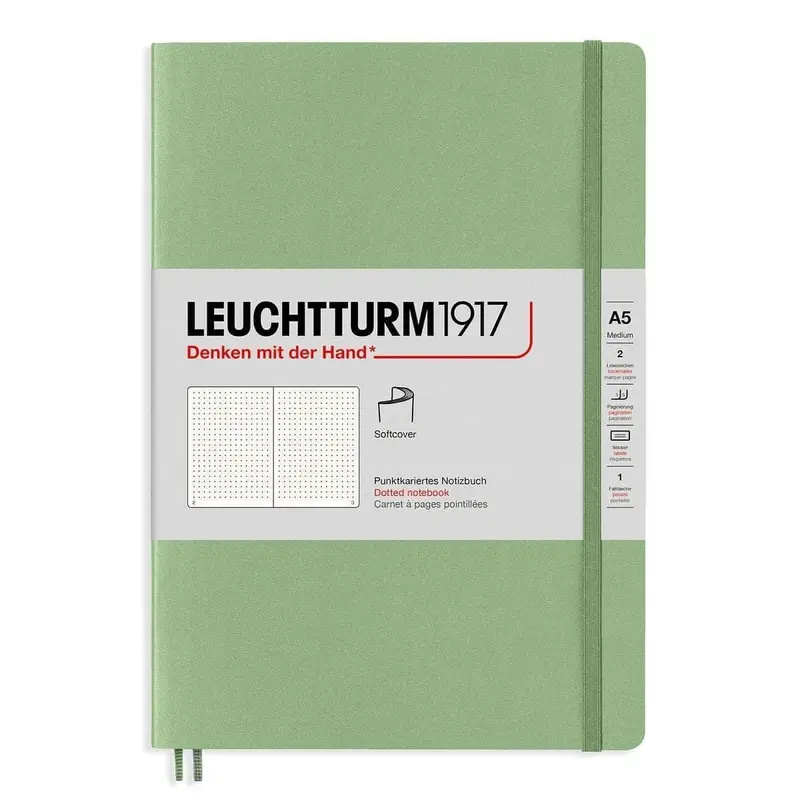 Dotted notebook Lt A5 Mjuk pärm Sage