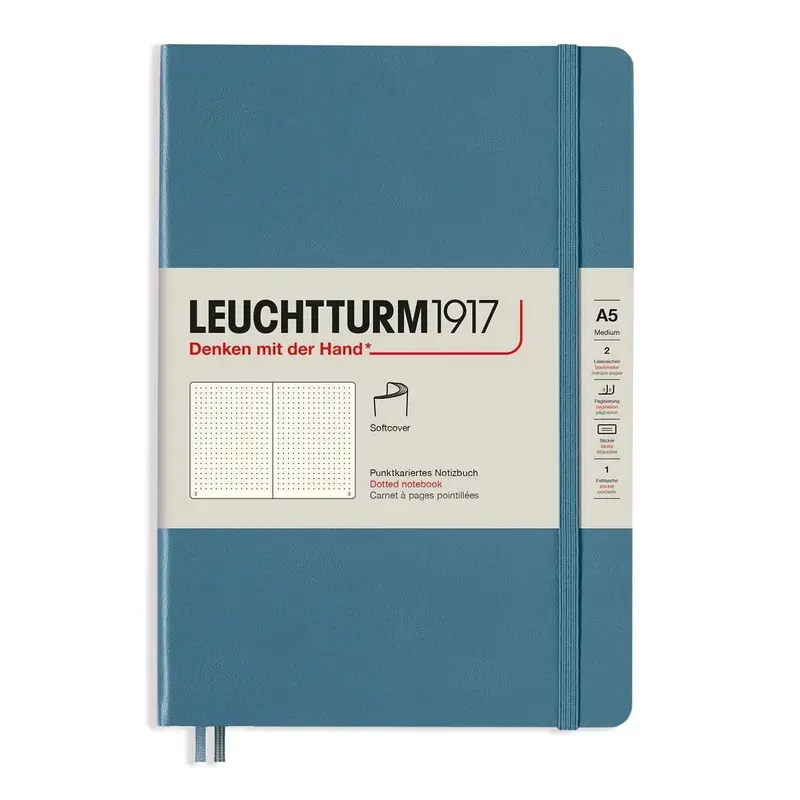 Dotted notebook Lt A5 Mjuk pärm Stone Blue