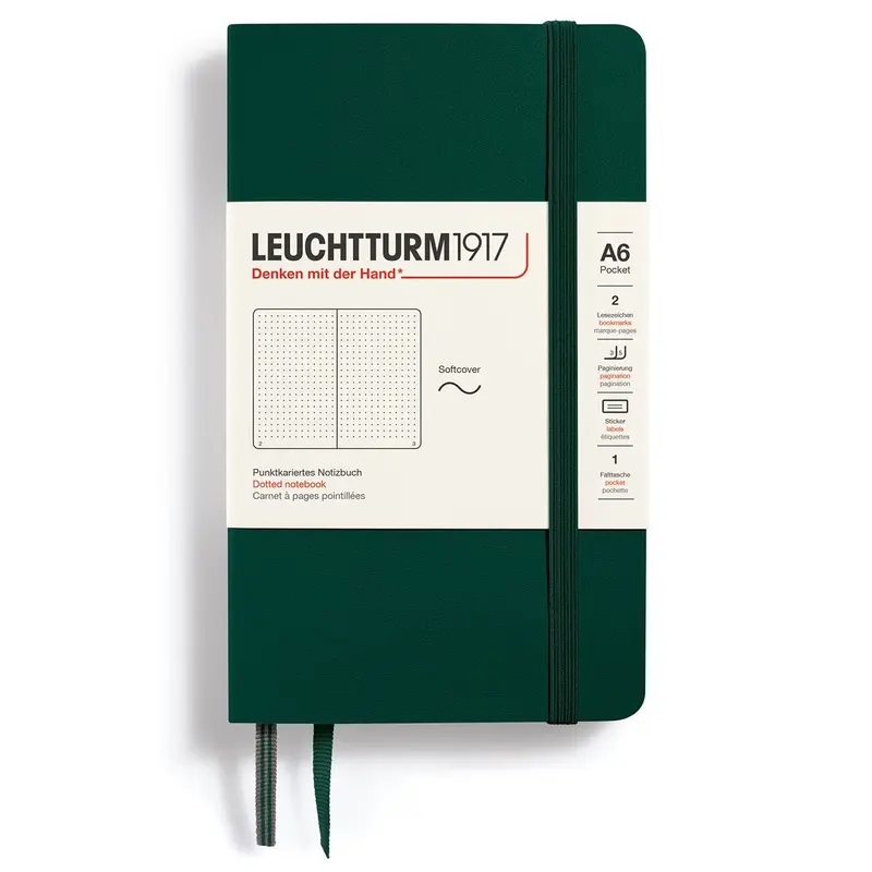 Dotted notebook Lt A6 Mjuk pärm Forest Green